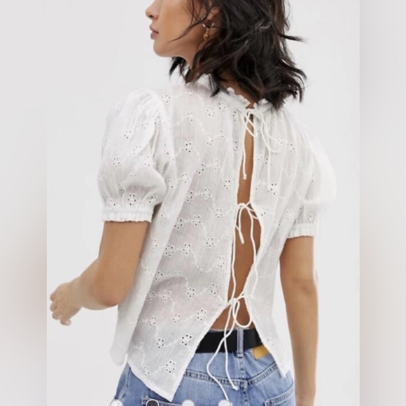 Free People Tops - Free People Letters to Juliet Eyelet Ivory White Cotton Tie Back Top Small